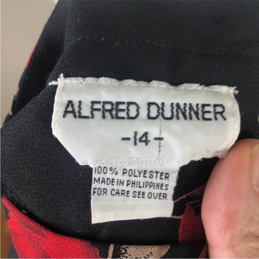 Vintage Alfred Dunner Skirt Set Black Long Sleeve Red Rose - Picture 5 of 8